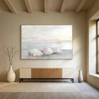 Soft Toned Coastal Stones with Gentle Reflections Abstract Painting ABS337