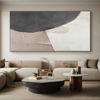Gray and Beige Abstract Painting with Minimalist Shapes WINK846