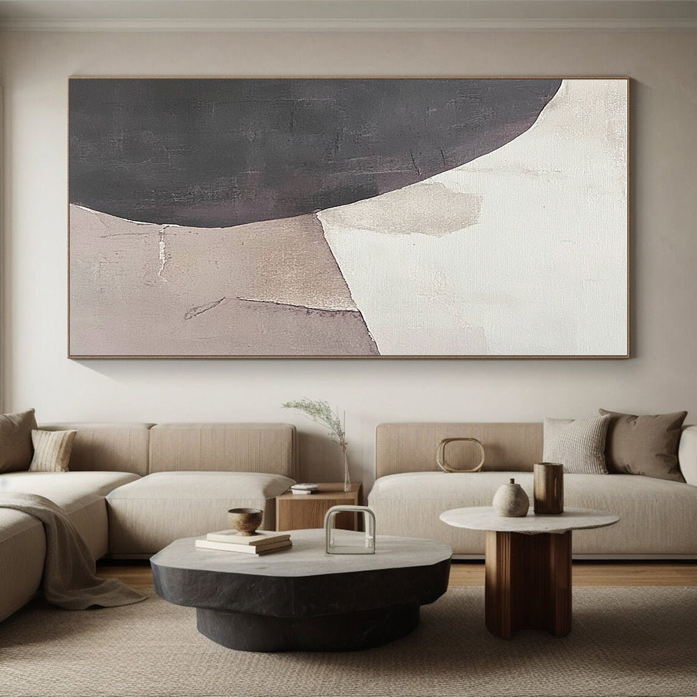 Gray and Beige Abstract Painting with Minimalist Shapes WINK846