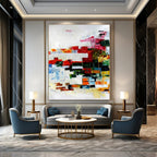 Muted Color Block Abstract Painting for Minimalist Home Offices HENG417