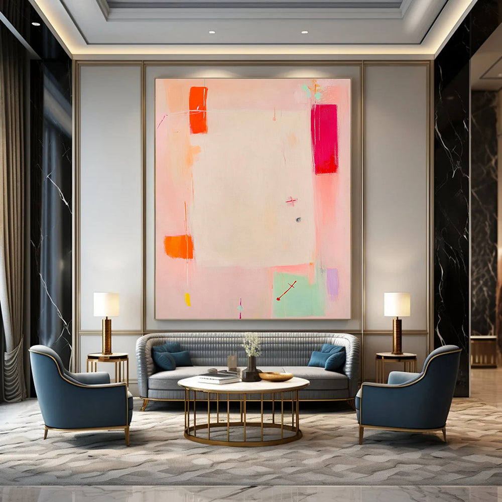 Soft Pink Abstract Painting for Girls' Bedroom Decor GAB1230