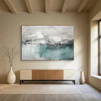 Gray and Teal Abstract Painting with Subtle, Layered Textures ABS454