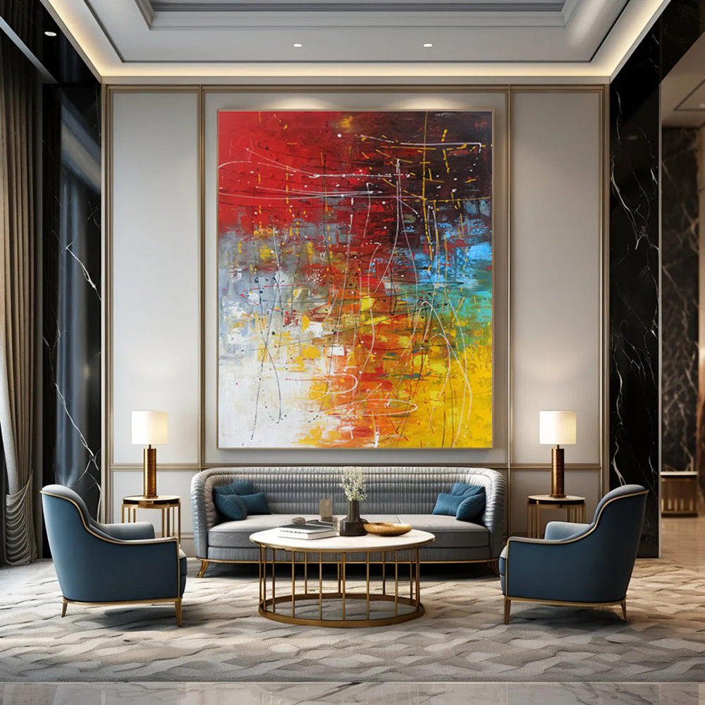 Expressive Colorful Abstract Chaos Painting for Art - Loving Spaces HENG254