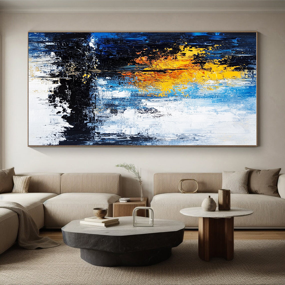 Blue - Yellow Abstract Tree Painting with Whimsical Serenity WINK398