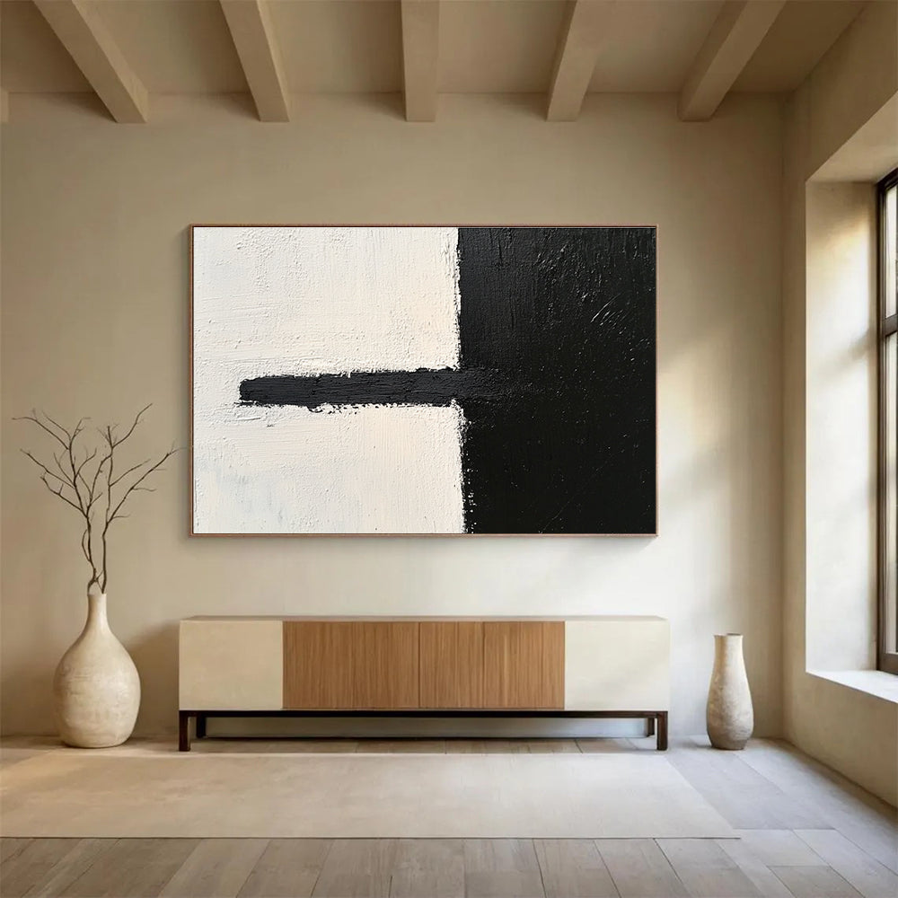 Minimalist Black and White Abstract Painting ABS300