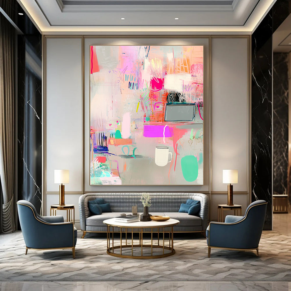 Colorful Abstract Interior Painting of Vibrant Daily Life GAB0160
