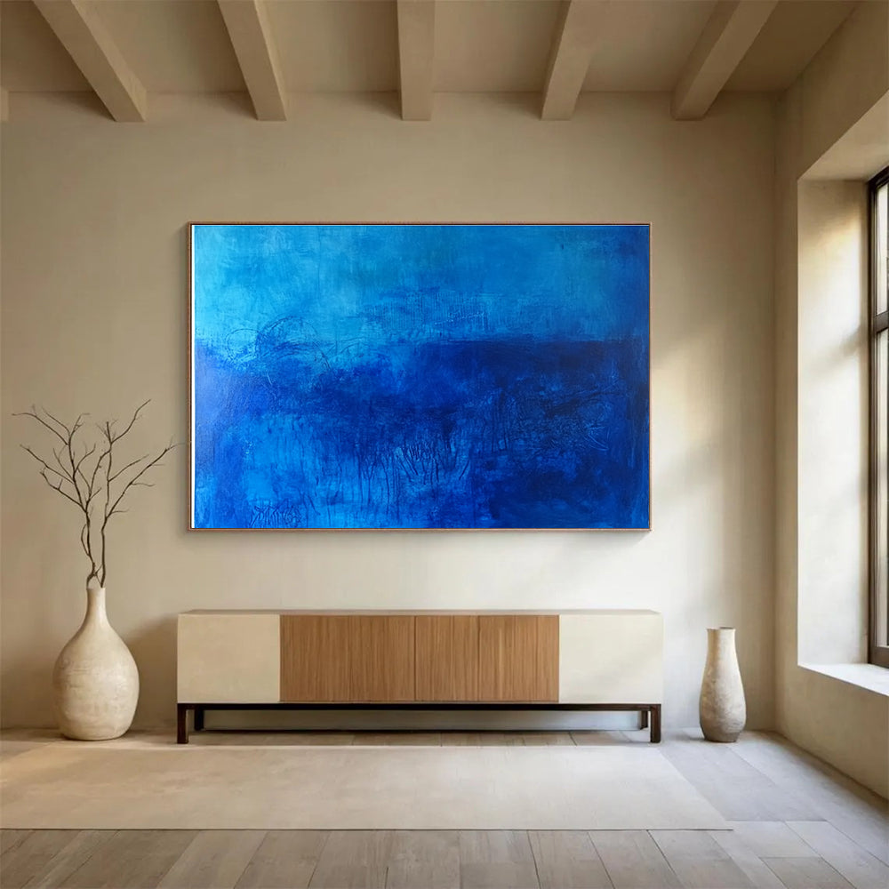 Mysterious Monochromatic Blue Abstract Painting ABS197