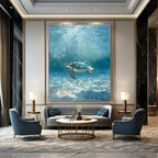 Sea Turtle Underwater Realistic Marine Abstract Painting GAB0335