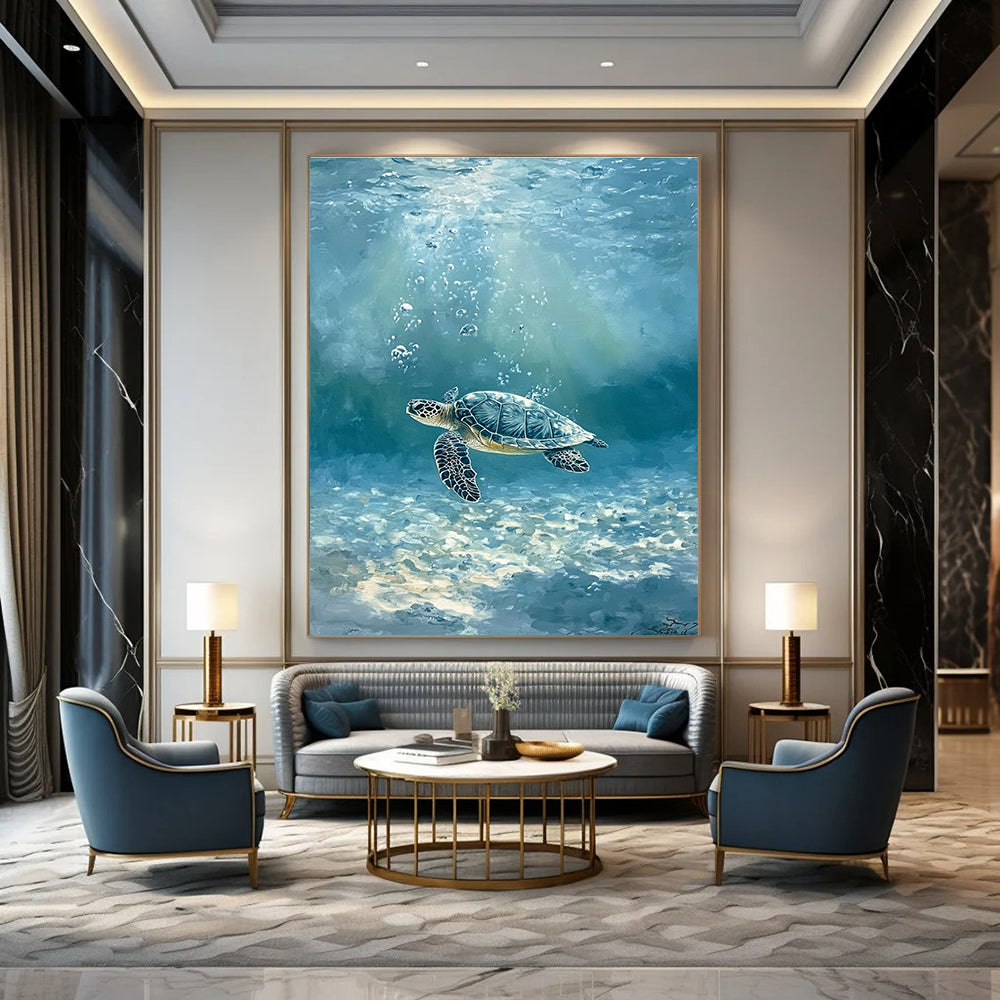 Sea Turtle Underwater Realistic Marine Abstract Painting GAB0335