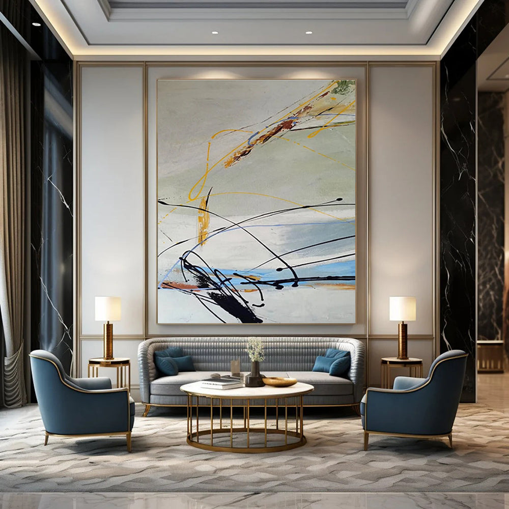 Dynamic Line Abstract Painting for Modern Dance Studio Lobbies HENG035