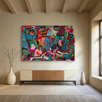 Vibrant Geometric Abstract Painting for Modern Art Galleries YHT242