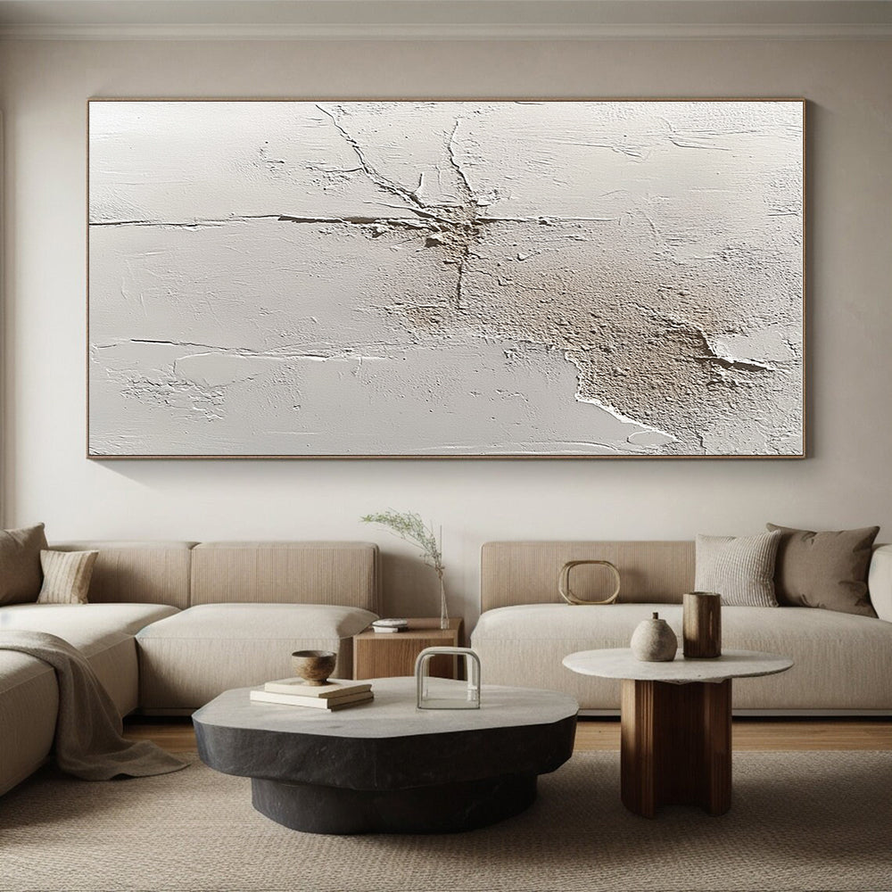 Cracked White Surface Abstract Painting with Textured History WINK095