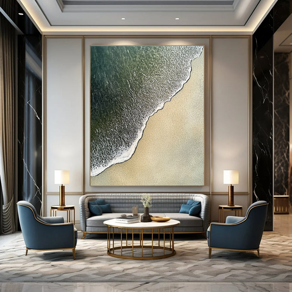 Aerial Beach View Abstract Painting for Coastal Homes GAB1455