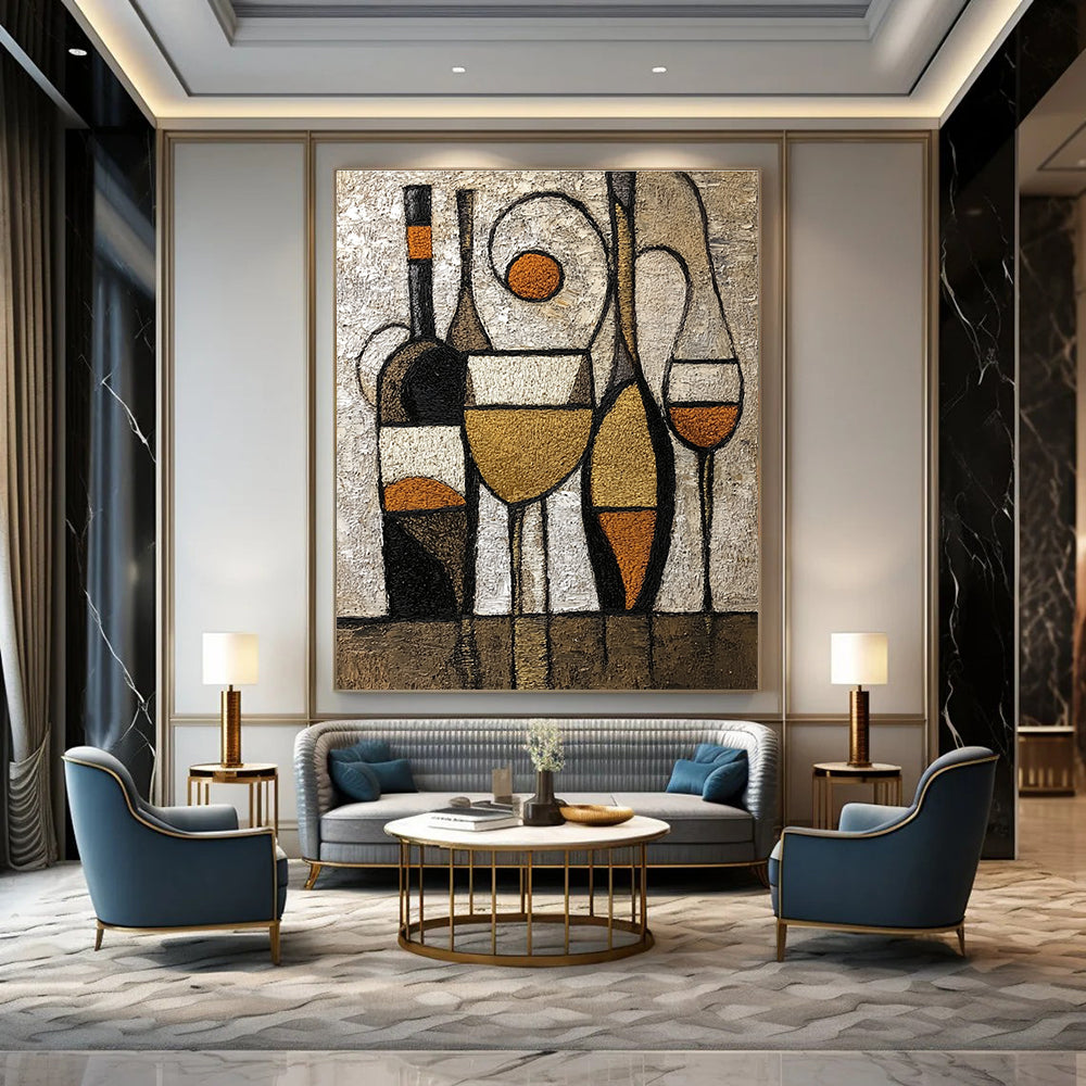 Abstract Wine Still Life Painting for Sophisticated Wine Bars GAB0834