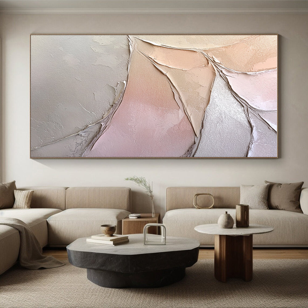 Textured Pastel Leaves Abstract Painting with Delicate Charm WINK053