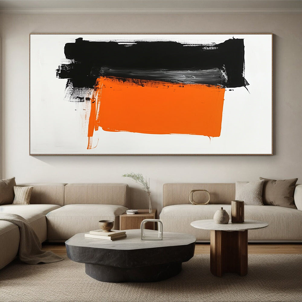Black and Orange Abstract Painting with Bold Forms WINK830