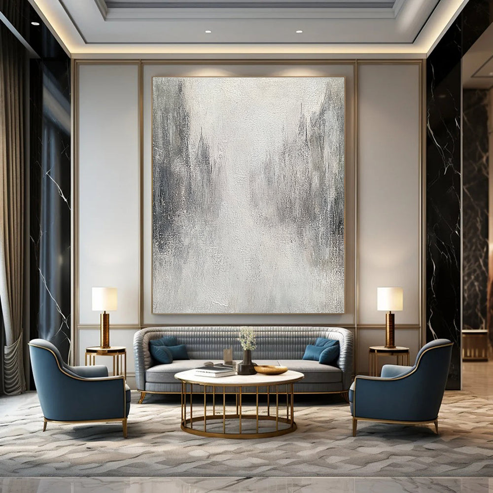 Monochrome Misty Path Abstract Painting for Mysterious Interiors GAB0738