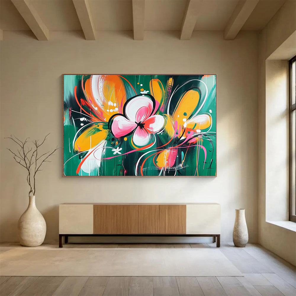 Colorful Floral Abstract with Vibrant Colors and Curves Abstract Painting ABS366