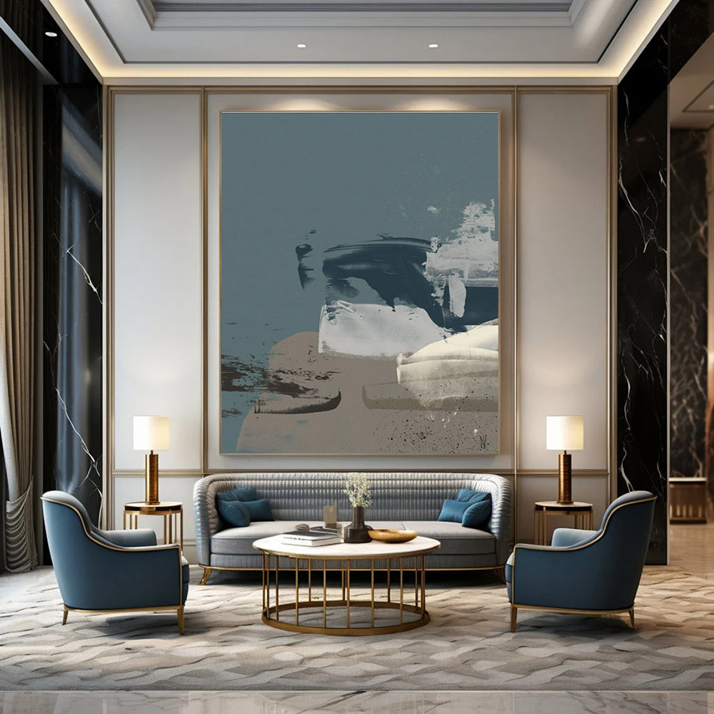 Modern Abstract Shape Collage Painting for Contemporary Decor HENG242