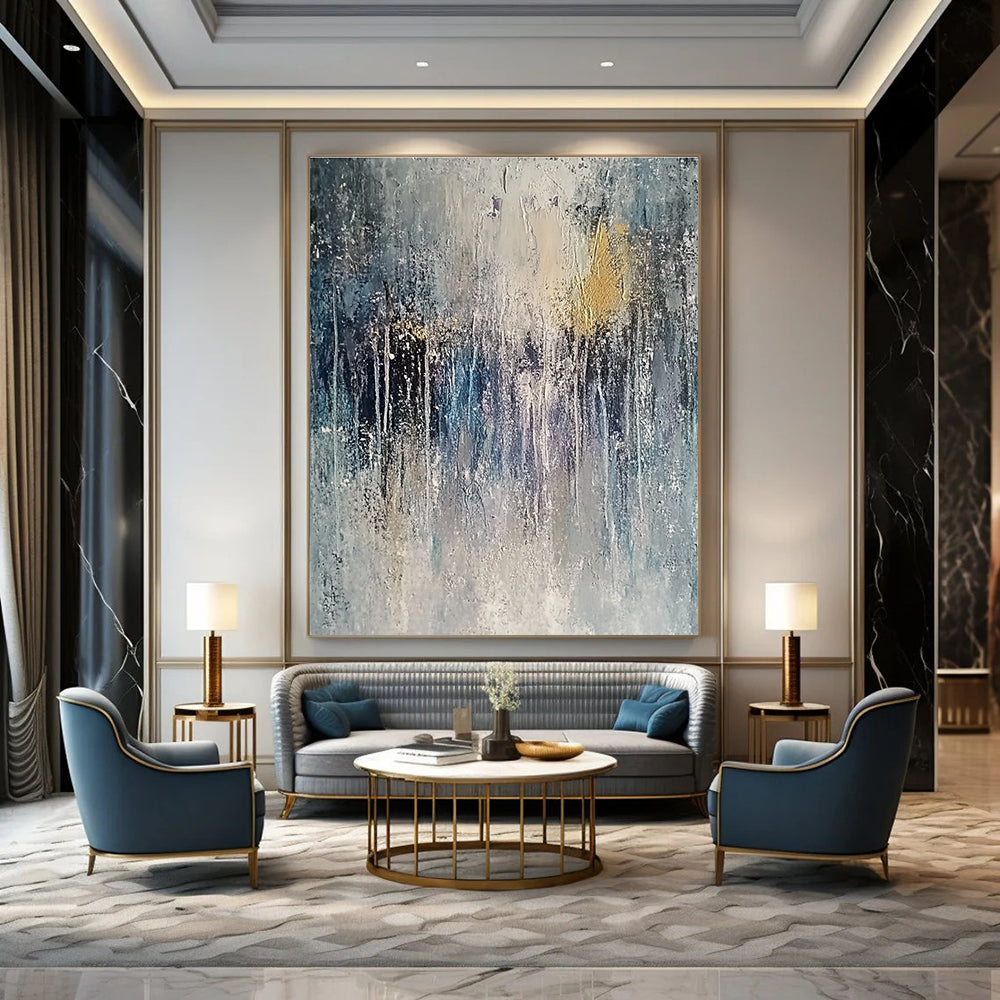 Textured Gray and Gold Abstract Painting for Sophisticated Offices GAB1084