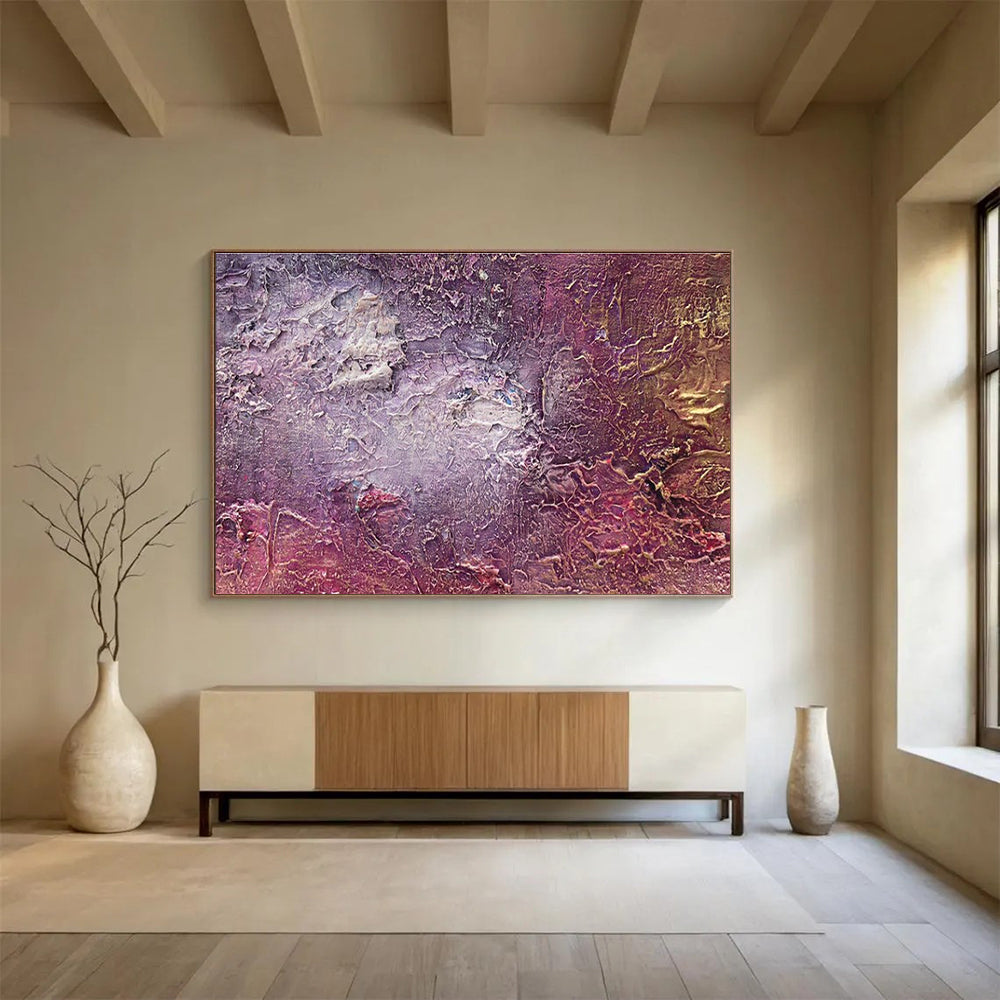 Textured Purple Abstract Painting for Luxury Wine Bars YHT361