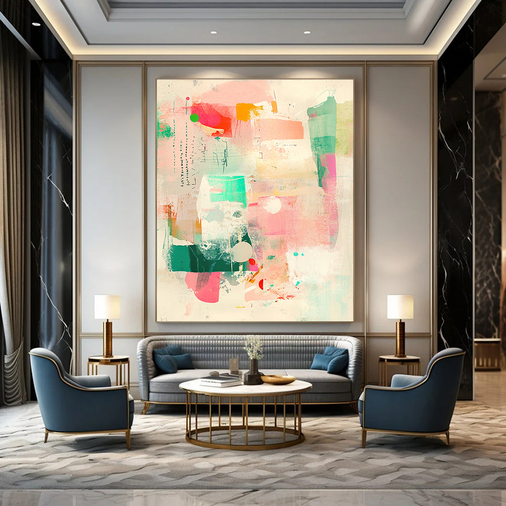 Colorful Collage Abstract Vibrant Mixed - Media Art GAB0356