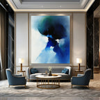 Blue Ink Abstract Form - Fluid Minimalist Abstract Art GAB0467