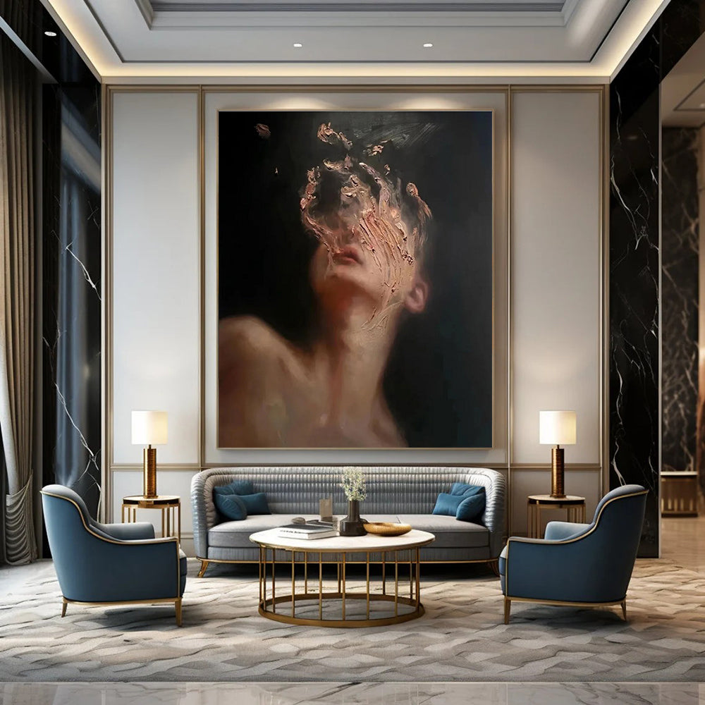 Abstract Portrait with Textured Face Painting for Contemporary Art Spaces HENG315