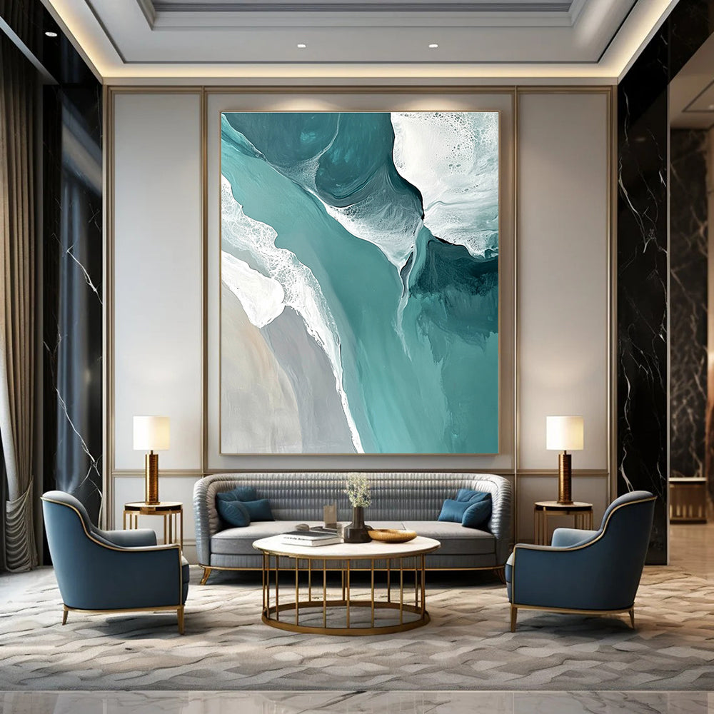 Turquoise Beach Abstract Painting for Luxury Coastal Villas GAB1021