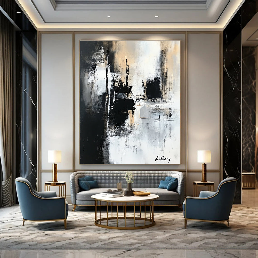 Monochrome Abstract by Anthony Painting for Industrial - Chic Home Offices GAB1195