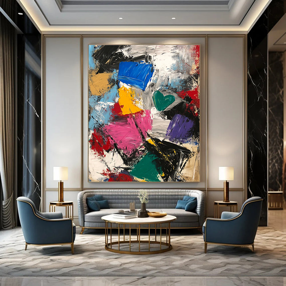 Vibrant Color Block Abstract Painting for Creative Studios GAB1035