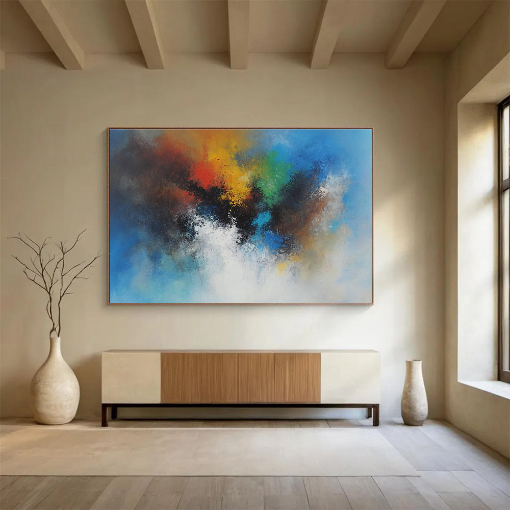 Color Burst Abstract Painting with Dynamic, Vivid Energy ABS481