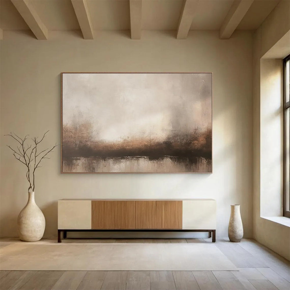 Neutral Tones Abstract Landscape Painting for Minimalist Bedrooms YHT321