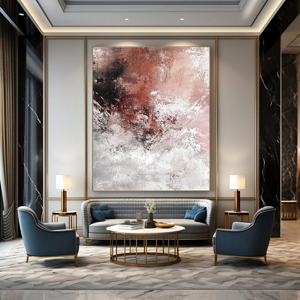 Pink and Gray Abstract Painting for Romantic - Styled Boutiques GAB1093