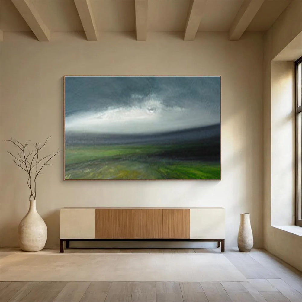 Blurry Landscape Abstract Painting for Calm Interiors YHT005