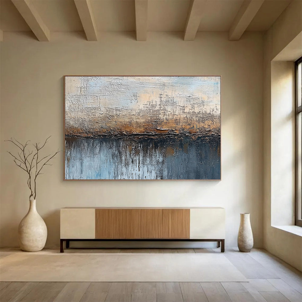 Textured Coastal Impression with Earthy Tones Abstract Painting ABS315