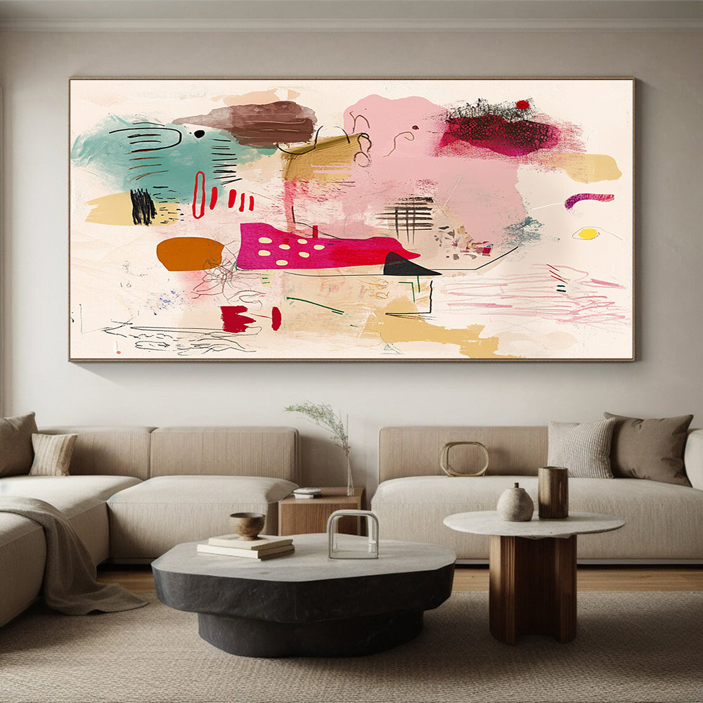Whimsical Shape Collage Abstract Painting with Childlike Wonder WINK204