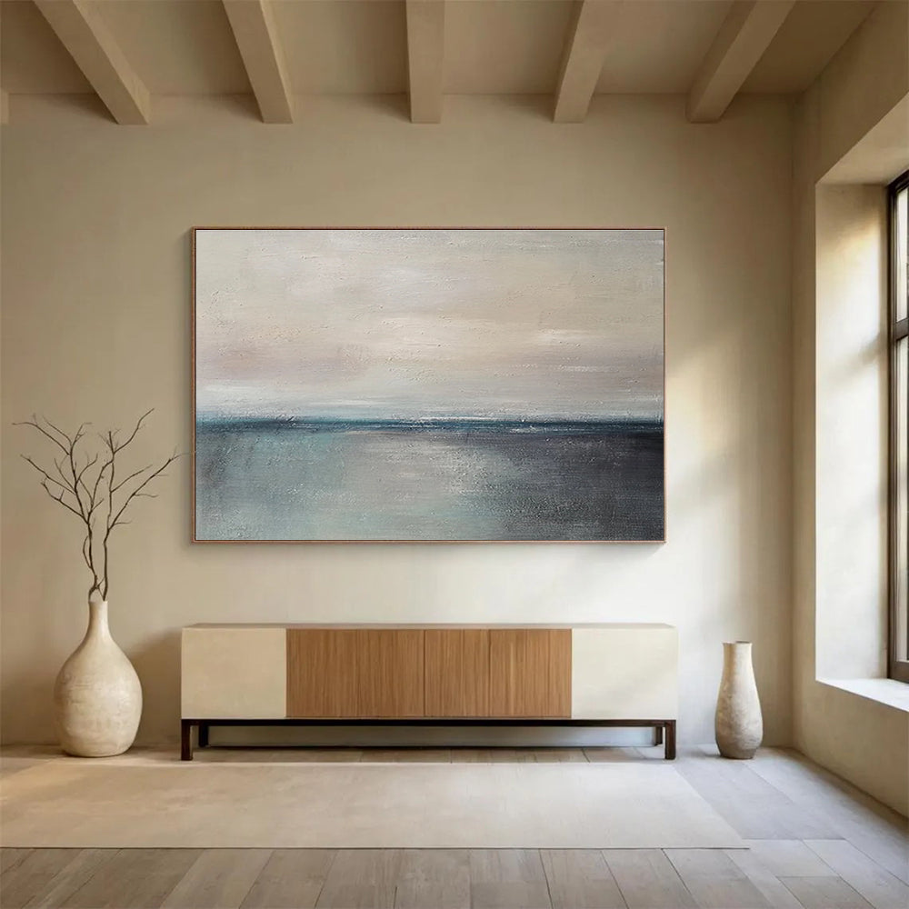 Minimalist Sea Horizon Serene Abstract Painting for Minimalist Homes YHT027