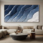 Blue and White Waves Abstract Painting with Coastal Calm WINK072