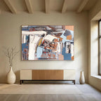 Abstract Coastal Geometry Modern Seascape Painting for Contemporary Spaces YHT025