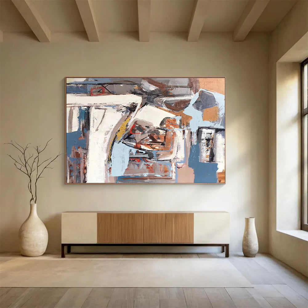 Abstract Coastal Geometry Modern Seascape Painting for Contemporary Spaces YHT025