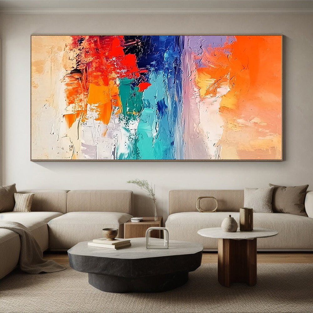 Colorful Seaside Abstract Painting with Vibrant Coastal Vibes WINK580