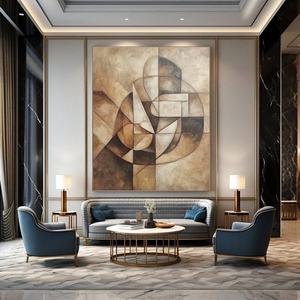 Geometric Brown Tones Abstract Painting for Industrial - Chic Lofts GAB1278