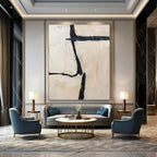 Minimalist Black and White Abstract Painting for Modern Home Offices HENG452
