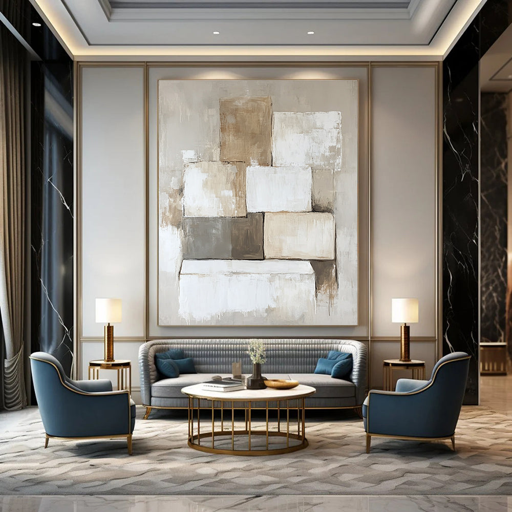 Neutral Tones Abstract Painting for Scandinavian - Style Homes GAB0904