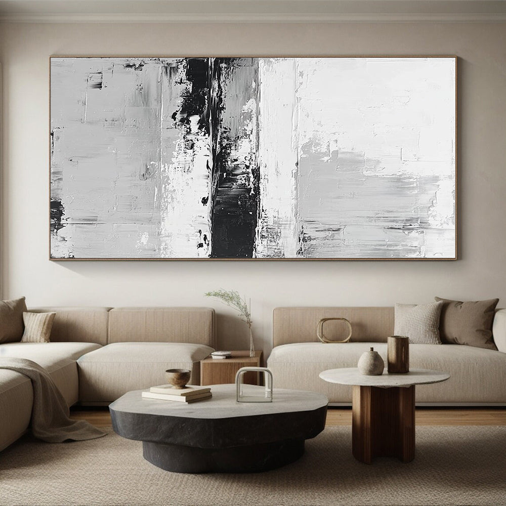 Monochrome Abstract Stripes Painting with Subtle Drama WINK361