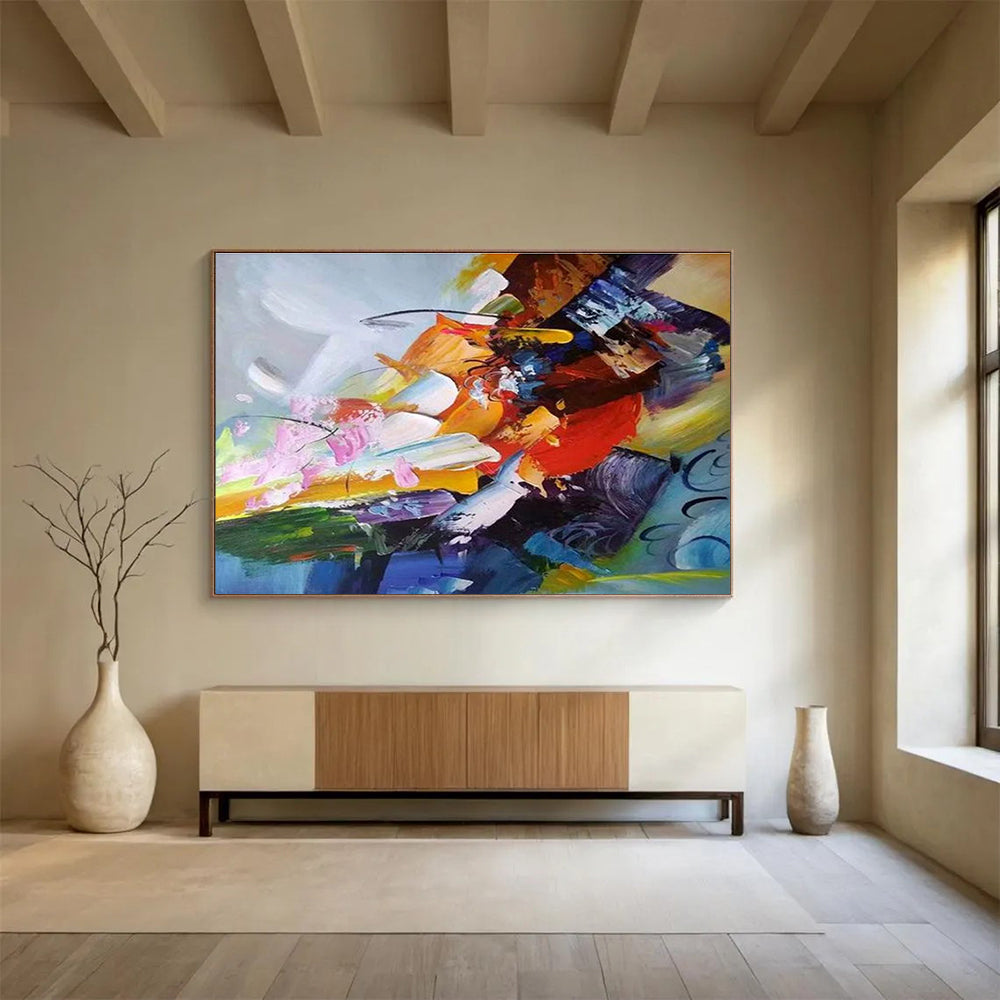 Dynamic Color Fusion Abstract Painting for Modern Art Galleries YHT281