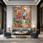 Eclectic Mixed - Media Abstract Collage Painting for Bohemian Spaces HENG293