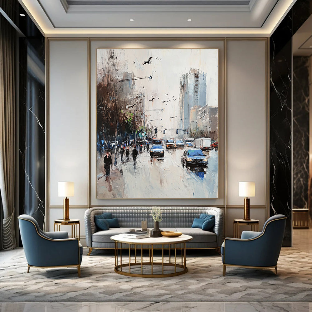City Street Scene Abstract Painting with Dynamic Elements GAB0050