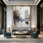 City Street Scene Abstract Painting with Dynamic Elements GAB0050